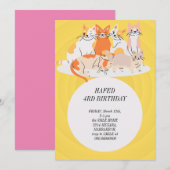 誕生日の女の子 猫の女の子 猫 子猫 かわいい 招待状 (正面/裏面)