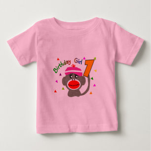 誕生日の女の子"1歳 ベビーTシャツ