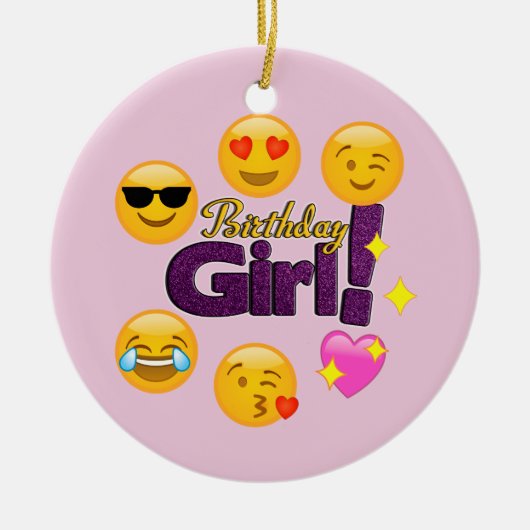 誕生日の女の子Emoji セラミックオーナメント (正面)