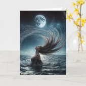誕生日の女性海ムーンライト カード (黄色い花)
