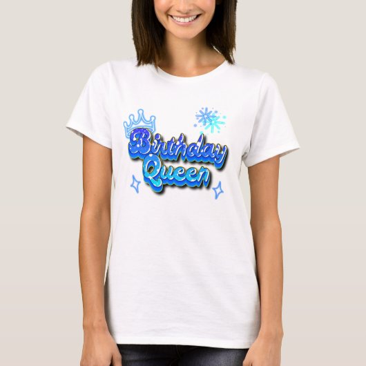 誕生日の女王 グラデーションブルー 80年代 グラフィティ Tシャツ (正面)
