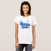 誕生日の女王 グラデーションブルー 80年代 グラフィティ Tシャツ (正面フル)