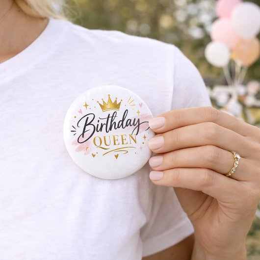 誕生日の女王 高貴なゴールドクラウンのスクリプト 缶バッジ