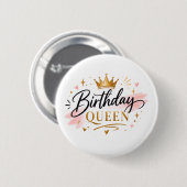 誕生日の女王 高貴なゴールドクラウンのスクリプト 缶バッジ (正面&裏面)