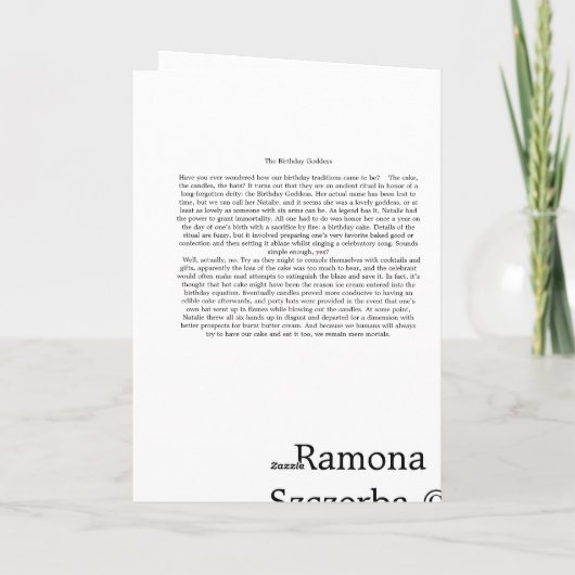 誕生日の女神 カード (裏面)