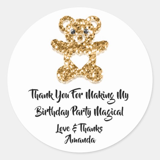 誕生日の好意ベビーシャワーハートベビースイートベア ラウンドシール (正面)