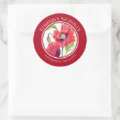 誕生日の好意レッドポピーフローラサークル ラウンドシール (バッグ)