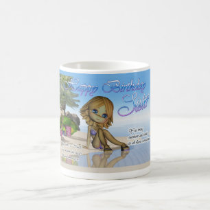 誕生日の姉妹のかわいこちゃんパイコレクションのビーチの生命 コーヒーマグカップ