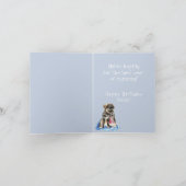 誕生日の姉妹のランナーの子犬の運動靴犬 カード (内部)