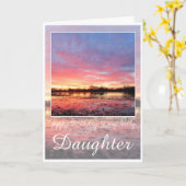 誕生日の娘、素晴らしピンクの日の出。 カード (黄色い花)