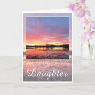 誕生日の娘、素晴らしピンクの日の出。 カード