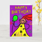 誕生日の子ども カード (黄色い花)