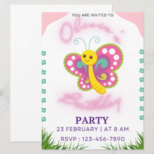 誕生日の子供たち 招待状 (正面/裏面)