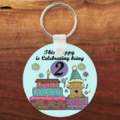 誕生日の子犬Tシャツとギフト キーホルダー (正面)
