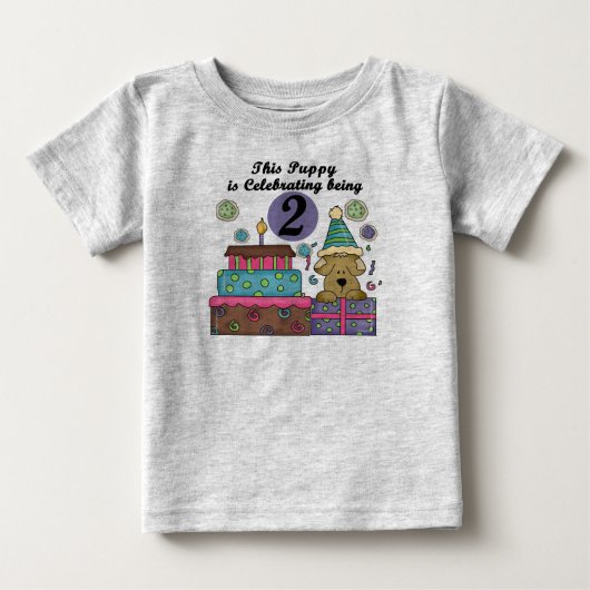 誕生日の子犬Tシャツとギフト ベビーTシャツ (正面)