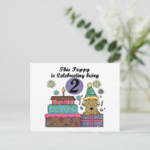 誕生日の子犬Tシャツとギフト ポストカード (スタンド正面)