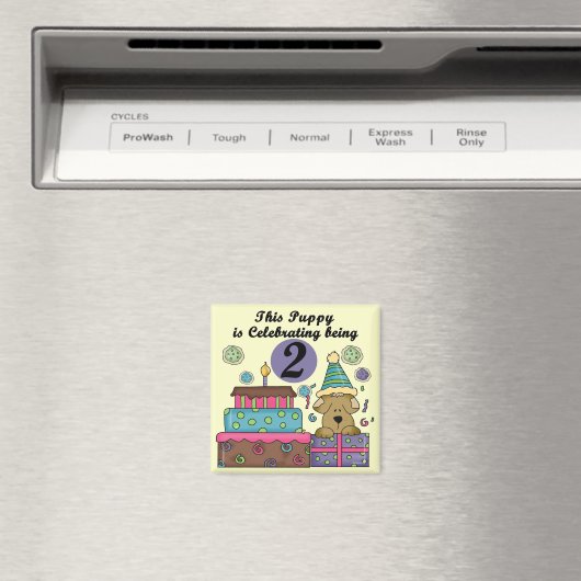 誕生日の子犬Tシャツとギフト マグネット (インサイチュ (食洗機))