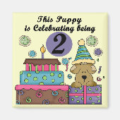 誕生日の子犬Tシャツとギフト マグネット (正面)