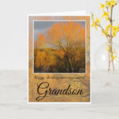 誕生日の孫が冬の木に日焼けをした。 カード (黄色い花)