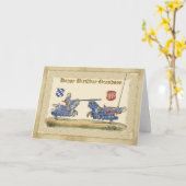 誕生日の孫、馬上槍試合をしている騎士馬完全なB カード (黄色い花)