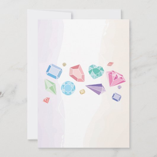 誕生日の宝石のパーティーの水晶の女の子のパステル 招待状 (裏面)