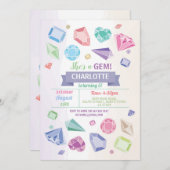 誕生日の宝石のパーティーの水晶の女の子のパステル 招待状 (正面/裏面)