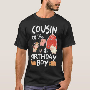誕生日の少年の従兄弟の農場の動物のB日家族 Tシャツ