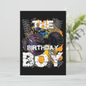 誕生日の少年モンスタートラックお揃いの家族 招待状 (スタンド正面)