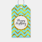 誕生日の希望ガーリー金ゴールドのパーソナライズ ギフトタグ (正面)