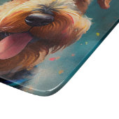 誕生日の帽子と風船を持つ愛犬 カッティングボード (角)