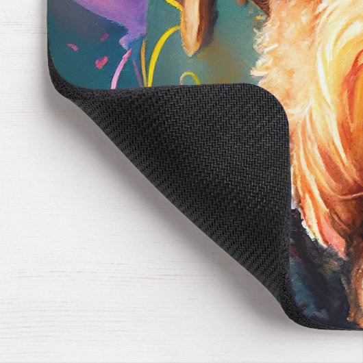 誕生日の帽子と風船を持つ愛犬 マウスパッド (コーナー)