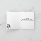 誕生日の帽子のパグ カード (内部)