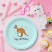 誕生日の帽子のママおよびベビーのカンガルー ペーパープレート (パーティー)