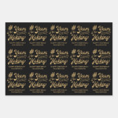 誕生日の年の作成スクリプトの黒い金ゴールド ラッピングペーパーシート (正面)