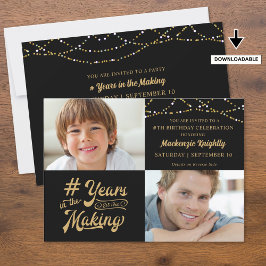 誕生日の年を作る2つの写真のカスタム色 招待状