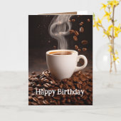 誕生日の年齢とコーヒーおもしろいの改善 カード (黄色い花)