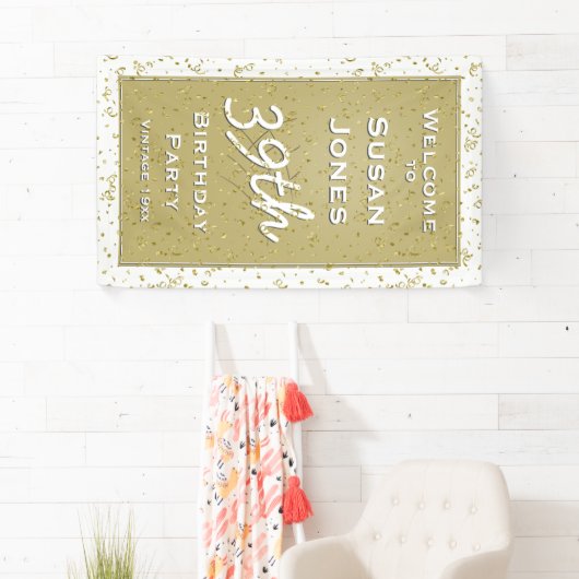 誕生日の年齢を-上の白か金ゴールド-丘カスタマイズ 横断幕 (インサイチュ)