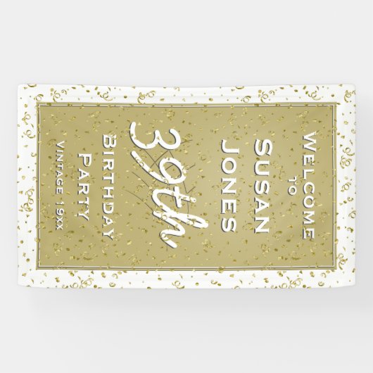 誕生日の年齢を-上の白か金ゴールド-丘カスタマイズ 横断幕 (横)