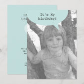 誕生日の引用文の泡 招待状 (正面/裏面)