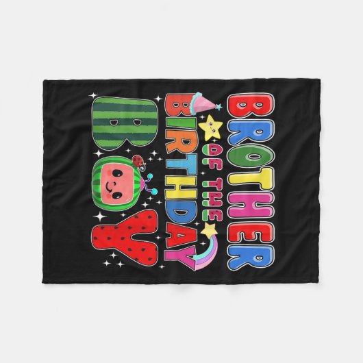 誕生日の弟の男の子メロンファミリーマッチング フリースブランケット (正面(横))