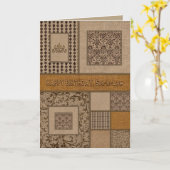 誕生日の息子の法色の茶色のパターユニークン カード (黄色い花)