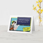 誕生日の憧れ、ヴィンテージレトロレディとテレビ カード (黄色い花)