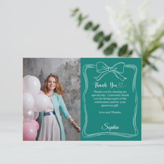 誕生日の手弓書グ・グリーン サンキューカード (スタンド正面)