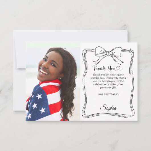 誕生日の手弓書式 サンキューカード (正面)