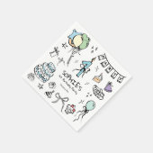 誕生日の手描き スタンダードカクテルナプキン (角)