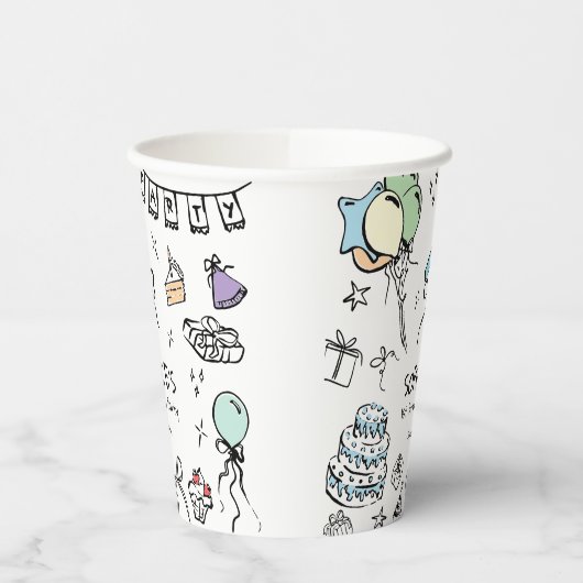 誕生日の手描き 紙コップ (左)