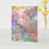誕生日の抽象的な花の絵と花 カード (黄色い花)