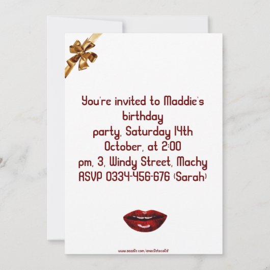 誕生日の招待のパーティー 招待状 (裏面)