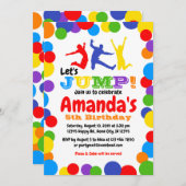 誕生日の招待の虹の誕生日を跳んで下さい 招待状 (正面/裏面)