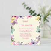 誕生日の招待をハッピーでスクエアなデザイン 招待状 (スタンド正面)